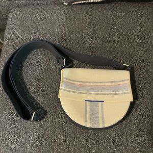 Rothys Ink and Ivory saddle bag. Customized